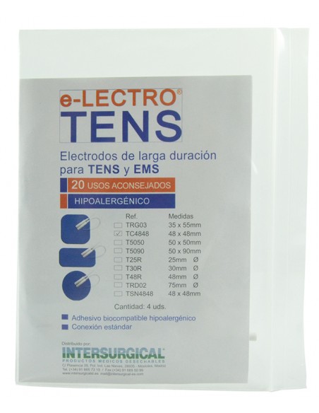 Electrodos TENS y EMS con cable 48 mm x 48 mm. 4 uds 3