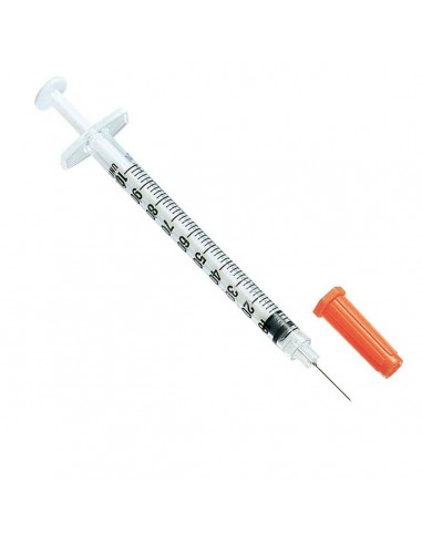 Jeringa insulina 3 cuerpos c/aguja 30 G 8 x 0,3. 100 uds Iberomed