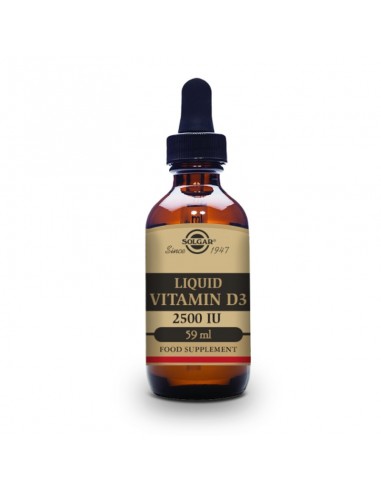 Vitamina D3 Líquida 2500UI ( 62,5mcg) de Solgar sabor naranja natural. 59ml. Qenco