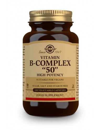 Vitamina B-Complex "50" Alta potencia Solgar, 100 Cápsulas. Qenco