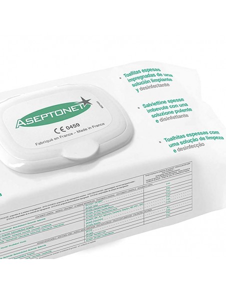 Aseptonet: Toallitas Desinfectantes de Superficies y Materiales (100 uds)  ASEPTONET - Dentaltix