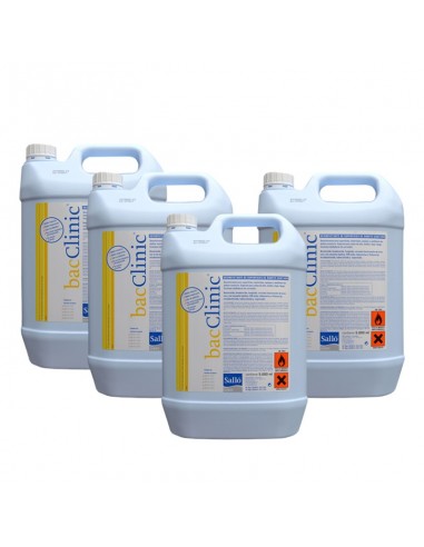 Caja de 4 unidades. Desinfectante superficies BACCLINIC de ámbito clínico.  Garrafa de 5 Litros. Iberomed
