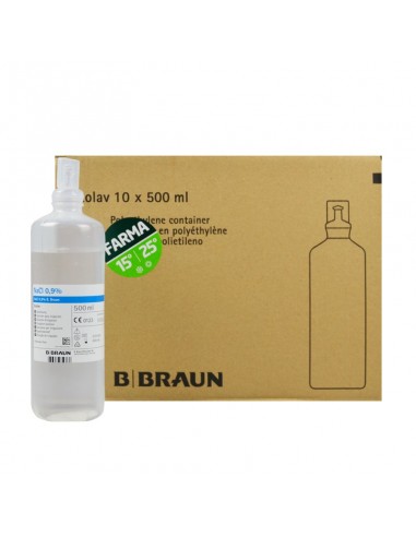 Caja de 10uds. 500 ml. Suero Braun Fisiológico para irrigación. Iberomed