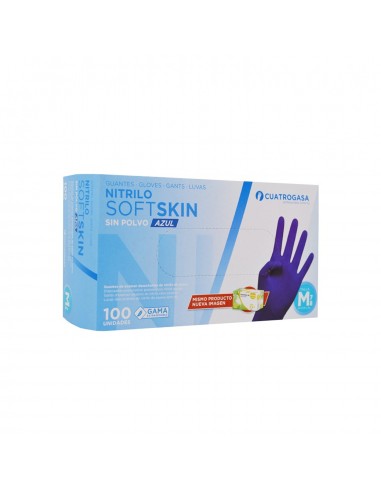 Guantes de nitrilo sin polvo Soft Skin. Color azul. 100uds. Iberomed