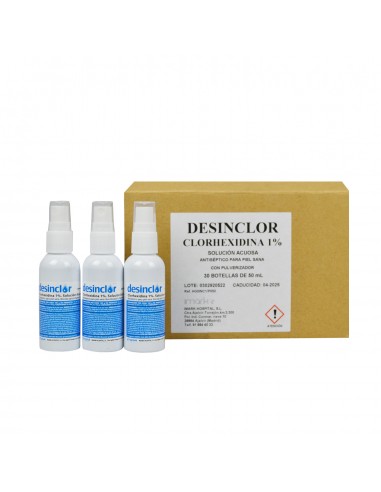 Caja de 30 uds Desinclor Solución Acuosa Clorhexidina 1% en Spray 50 ml. Iberomed