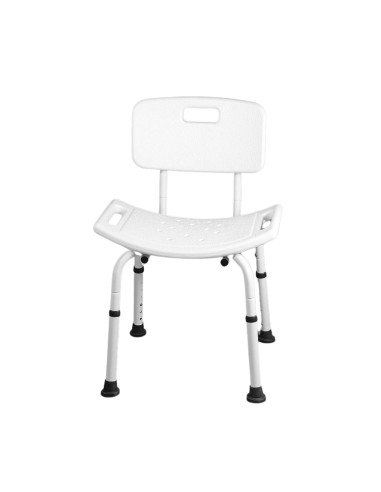 Silla para ducha con respaldo. Muy ligera. Inoxidable.