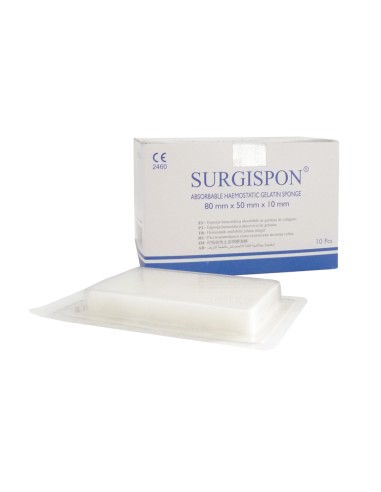 Apósito hemostático absorbible Surgispon 8 cm x 5 cm x 1 cm