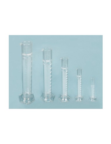 Probeta de vidrio clase B. Diferentes capacidades.