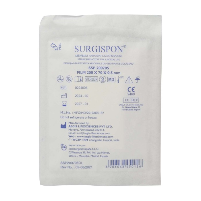 Apósito hemostático absorbible de gelatina de...