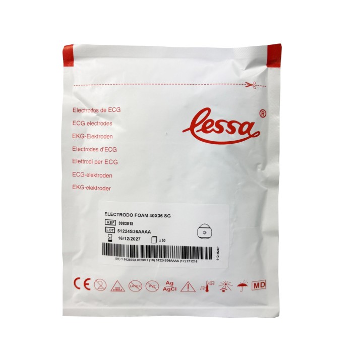 50 Uds. Electrodos Lessa ECG 36 mm x 40 mm Adulto