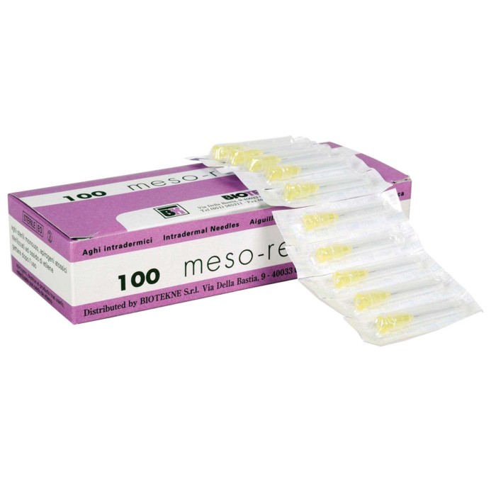 Aguja MESOTERAPIA 30G 0,30 X 4 mm.Caja 100 uds