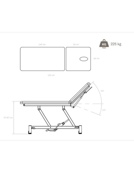 Camilla hidráulica de dos cuerpos. Modelo Natu | Iberomed