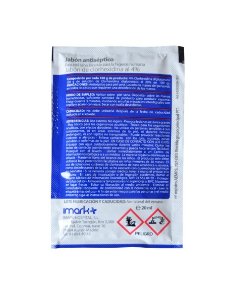 Desinclor jabón antiséptico con clorhexidina 4%. Sobre monodosis de 20 ml | Iberomed