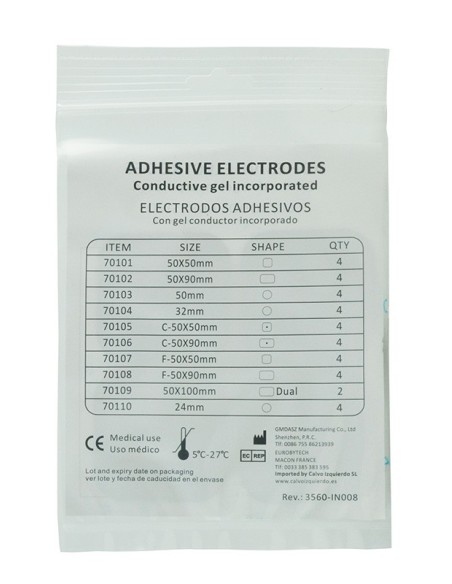 Electrodos TENS y EMS 4 uds tipo Compex 50 mm x 50 mm | Iberomed