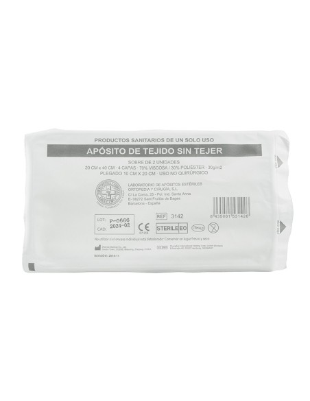Gasa estéril de 10 x 20 cm. Sobre con 2 unidades