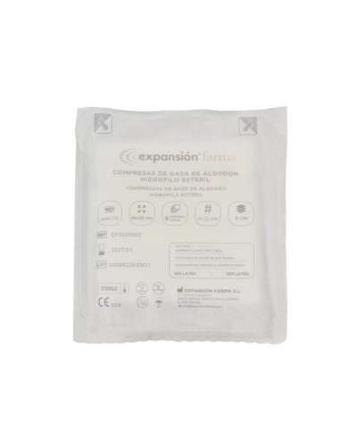 Gasa estéril de 16cm x 25cm. Caja de 100 uds