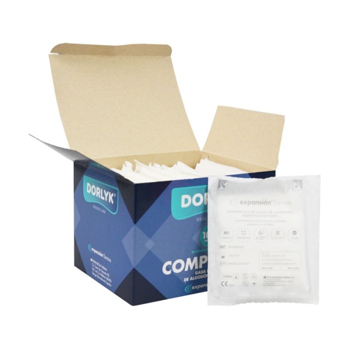 Gasa estéril de 16cm x 25cm. Caja de 100 uds