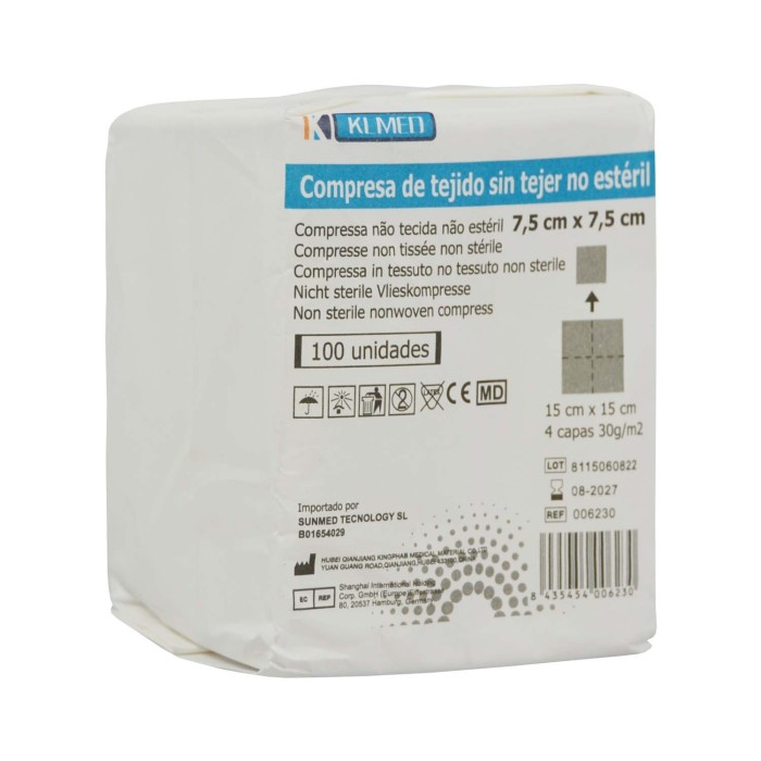 Gasas no estériles 7,5 x 7,5 cms.