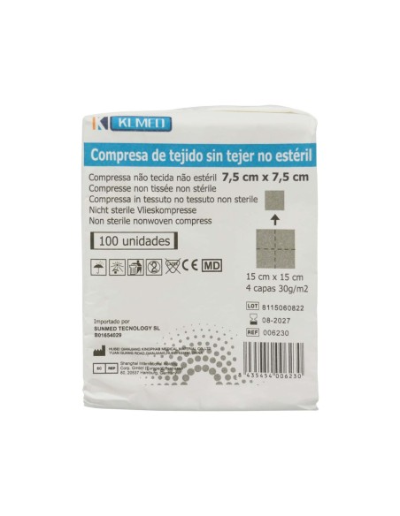 Gasas no estériles 7,5x7,5 cms. 100 uds. | Iberomed