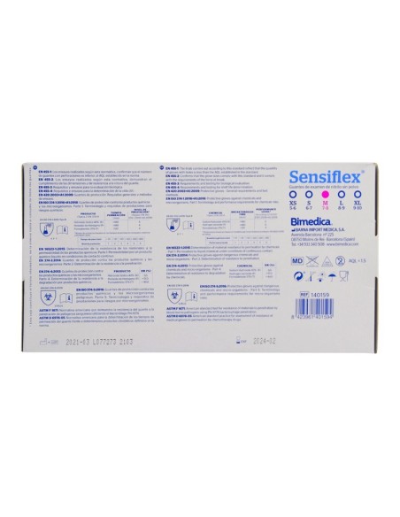 Guante de Nitrilo sin polvo Sensiflex. Bimedica. Dispensador 100uds. | Iberomed