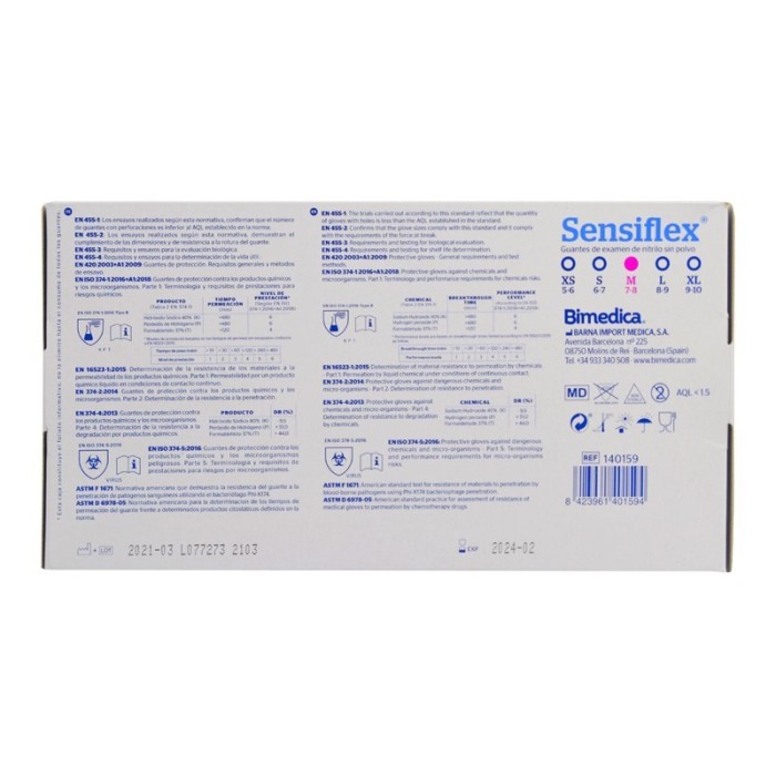 Guante de Nitrilo sin polvo Sensiflex....