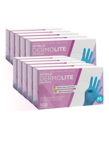 Guantes de Nitrilo Sin Polvo Azul Dermolite - 100 uds | Iberomed