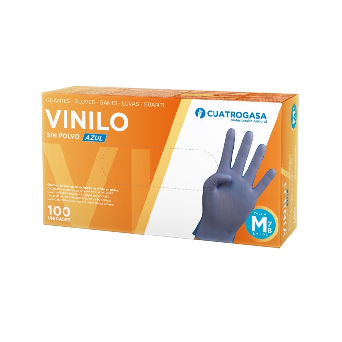 Guante de vinilo azul sin polvo Caja 100 uds