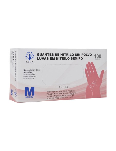 Guante nitrilo Rosa sin polvo Tallas XS-S-M-L-XL | Iberomed