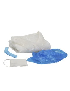 100 Uds kit de visita vestuario con bata, calzas, gorro y mascarilla | Formato ahorro | Iberomed