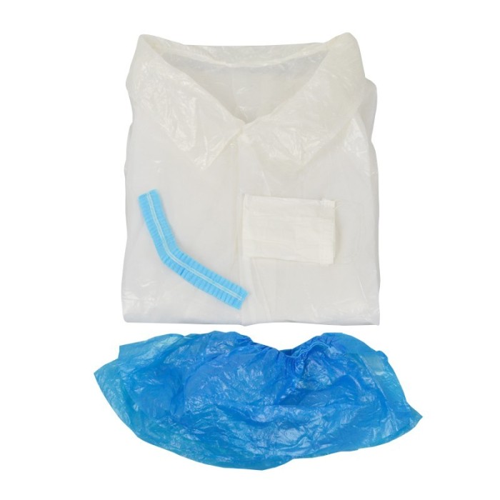 Kit de visita vestuario con bata, calzas, gorro...