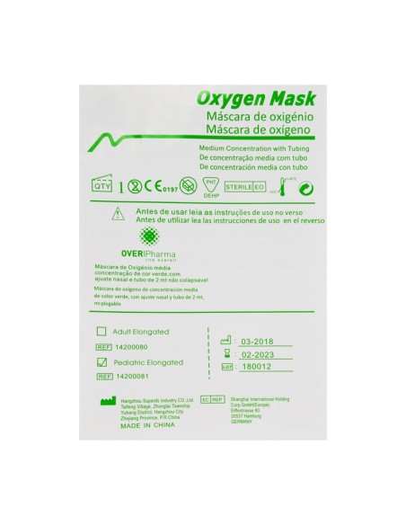 Mascarilla de oxigeno  pediátrica sin regulación y concentración media. | Iberomed