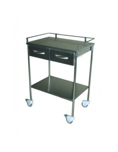 Mesa auxiliar para instrumental quirúrgico con dos cajones y barandilla | Iberomed