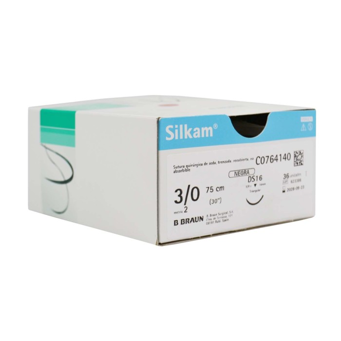 Sutura seda negra 3/0 75 cm DS16 BBRAUN.