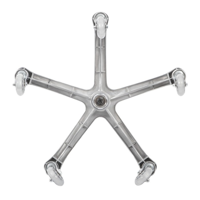 Taburete negro con base de aluminio y ruedas de...