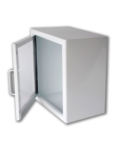 Vitrina metálica para desfibrilador con alarma