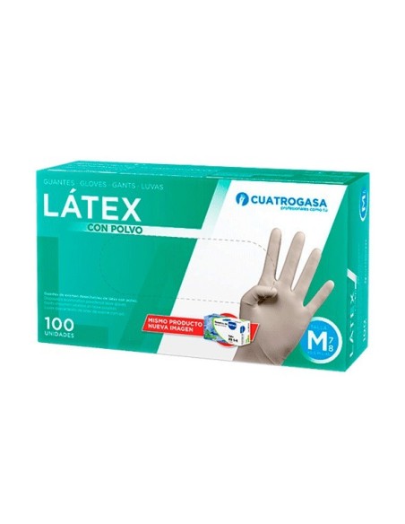 Guante de látex con polvo 100 uds Cuatrogasa | Iberomed