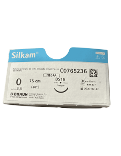Sutura seda negra 0/0 75 cm DS19 BBRAUN (Silkam®) | 1 ud