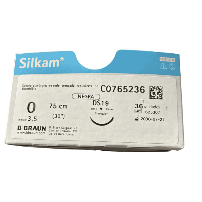 Sutura negra seda Silkam triangular DS19  0/0...